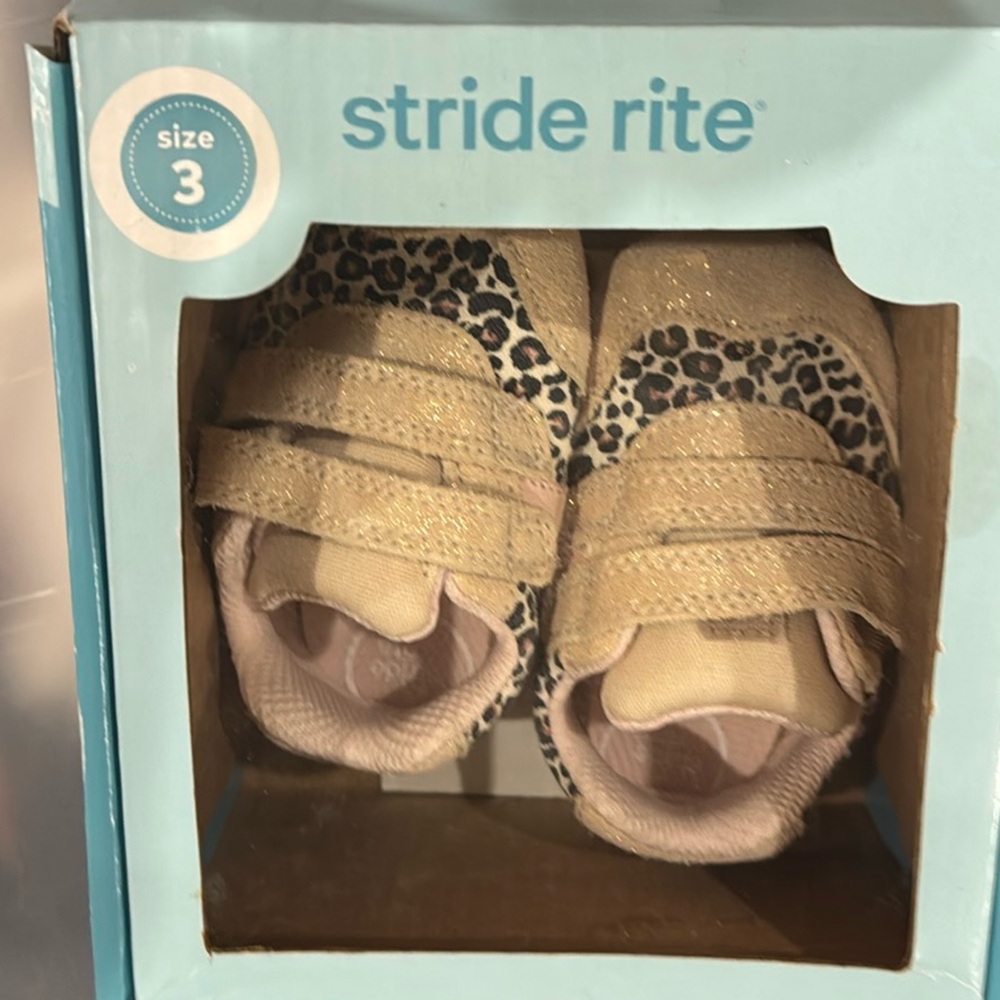 Stride Rite Baby Shoes with Leopard Print - Tan and Black